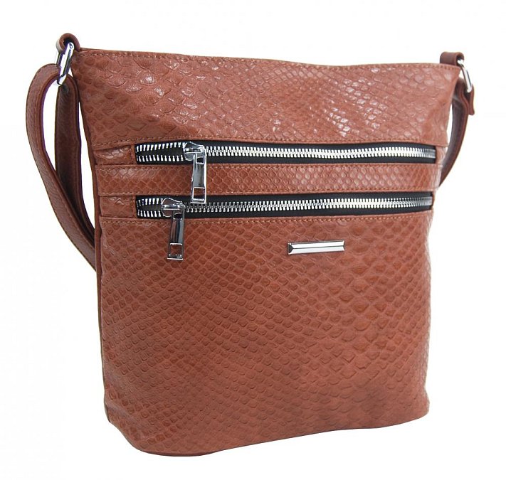 Hnědá crossbody dámská kabelka v kroko designu