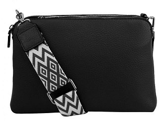 Černá crossbody dámská kabelka se třemi sekcemi Jessica