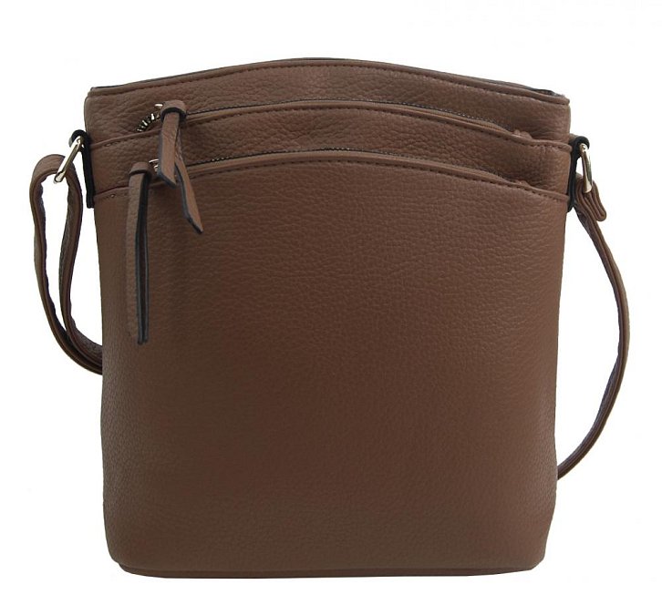 Přírodně hnědá dámská crossbody kabelka se zlatými doplňky