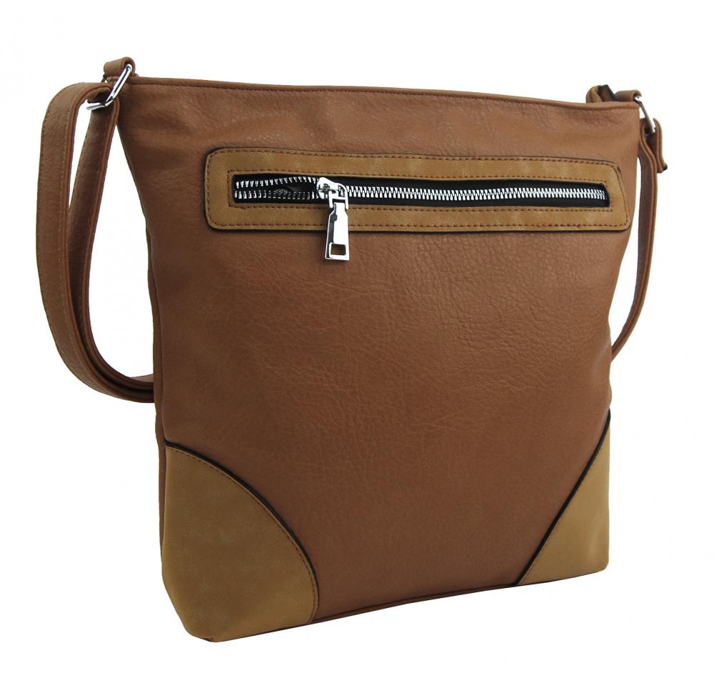 Středně velká hnědo-béžová crossbody dámská kabelka NH8123