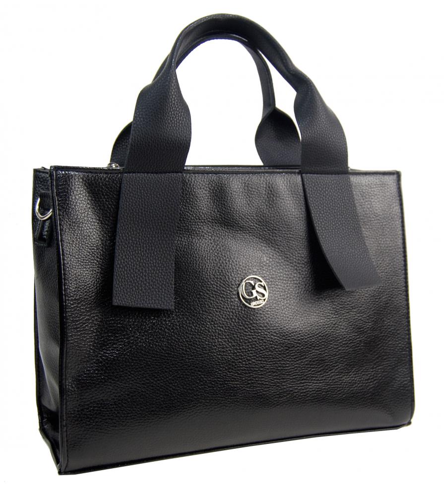 Elegantní větší černá dámská kabelka do ruky S684 GROSSO